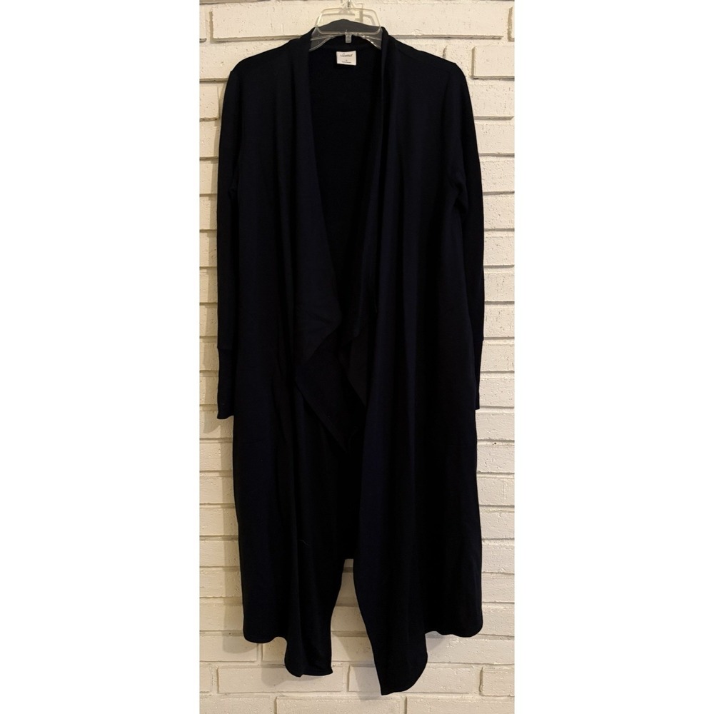Soma Black French Terry Open Front Everyday Wrap Cardigan Duster Size Small NWOT